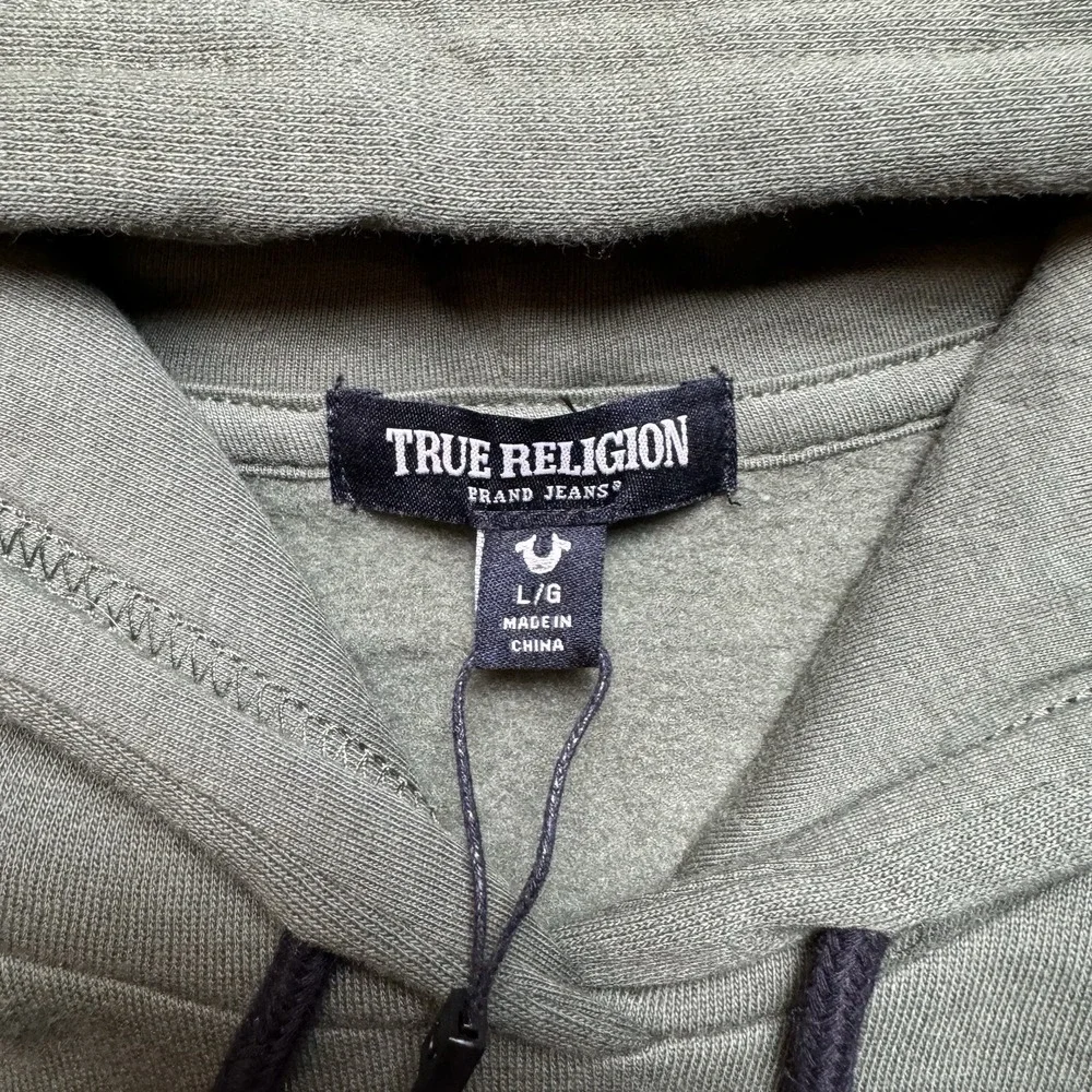 True‎ Religion Pullover Hoodie Mens Large Bronze Green Contrast Panel 700022 New